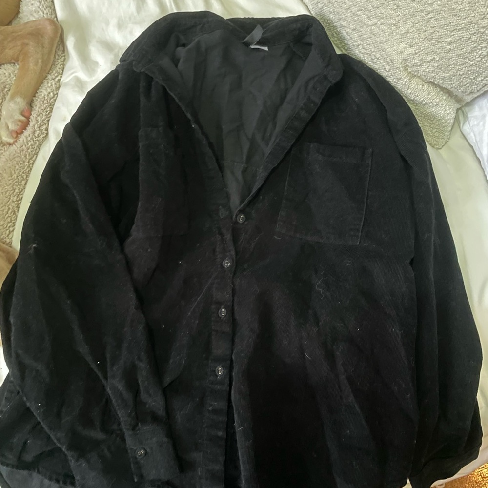 H and M black corduroy Oxford shirt